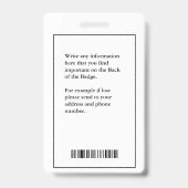 Naam moderne werknemer Logo Streepjescode-ID Badge (Back)