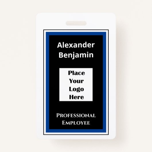 Naam moderne werknemer Logo Streepjescode-ID Badge (Voorkant)