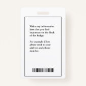 Naam moderne werknemer Logo Streepjescode-ID Badge (Achterkant)