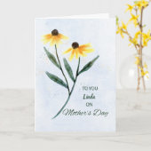  naam Moederdag Twee kloonbloemen Kaart (Gele Bloem)