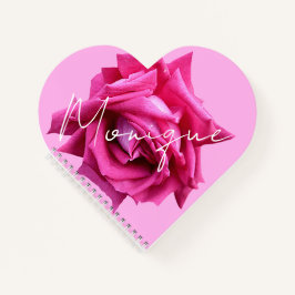  naam Monique  hot pink roos fun Notitieboek