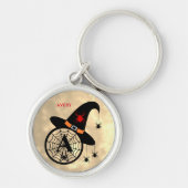 Naam Monogram A Halloween Sky Witch Spiders Sleutelhanger (Voorkant)