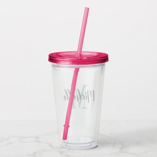 Naam monogram acryl tumbler glazen (Achterkant)