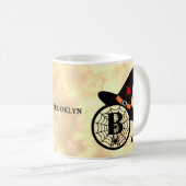 Naam Monogram B Halloween Sky Witch Spiders Koffiemok (Voorkant rechts)