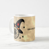 Naam Monogram B Halloween Sky Witch Spiders Koffiemok (Voorkant links)