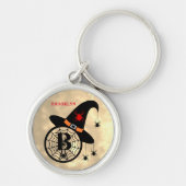 Naam Monogram B Halloween Sky Witch Spiders Sleutelhanger (Voorkant)