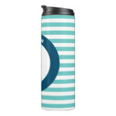 Naam Monogram Beauful Mermaid Turquoise Stripes Thermosbeker (Geroteerd rechts)