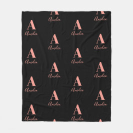 Naam Monogram Black Roos Gold Fleece Deken