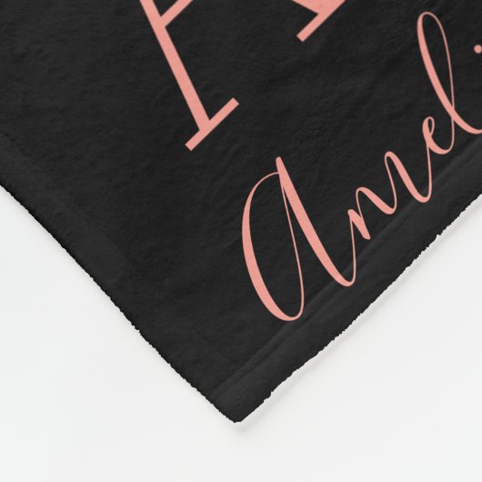 Naam Monogram Black Roos Gold Fleece Deken (Hoek)