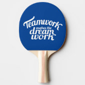 Naam monogram blauw teamwork, aangepast tafeltennisbatje (Achterkant)