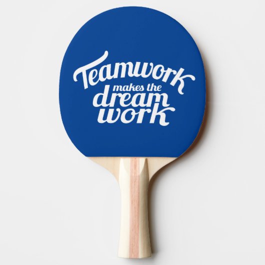 Naam monogram blauw teamwork, aangepast tafeltennisbatje (Achterkant)