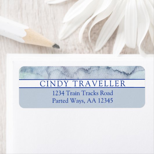 Naam | Monogram blauwe Waterverf Etiket (Insitu)