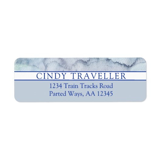 Naam | Monogram blauwe Waterverf Etiket (Voorkant)