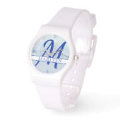 Naam | Monogram blauwe Waterverf Horloge (Hoek)
