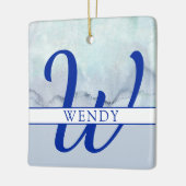 Naam | Monogram blauwe Waterverf Keramisch Ornament (Links)