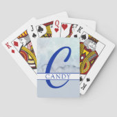 Naam | Monogram blauwe Waterverf Pokerkaarten (Achterkant)