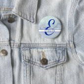 Naam | Monogram blauwe Waterverf Ronde Button 5,7 Cm (In situ)