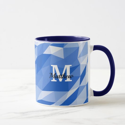  naam Monogram Blue Geometrical Mok (Rechts)