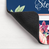 Naam monogram Bourgogne Florale marine Muismat (Hoek)