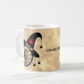 Naam Monogram C Halloween Sky Witch Spiders Koffiemok (Voorkant links)