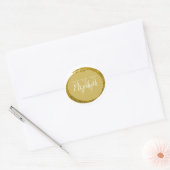 Naam Monogram Calligraphy Gouden Glitter Ring Ronde Sticker (Envelop)