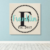 Naam monogram canvas afdruk (Insitu (Houten vloer))