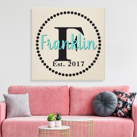 Naam monogram canvas afdruk (Insitu (Woonkamer))