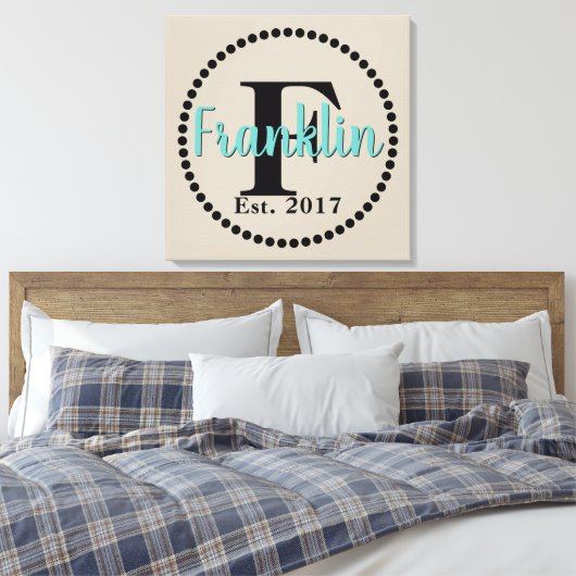 Naam monogram canvas afdruk (Insitu (Slaapkamer))