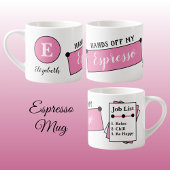 Naam monogram chill relax wees blij roze espresso kop