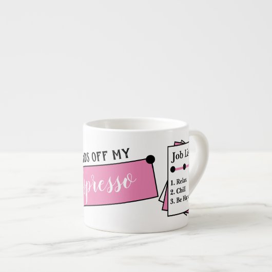 Naam monogram chill relax wees blij roze espresso kop (Voorkant rechts)