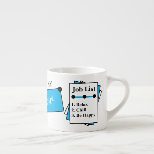 Naam monogram chill relax wees gelukkig blauw espresso kop (Rechts)