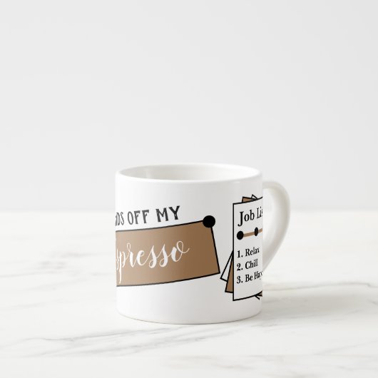 Naam monogram chill relax wees gelukkig bruin espresso kop (Voorkant rechts)