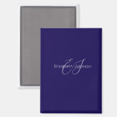 Naam Monogram Classic Blauw en Wit Magneet (Voorkant / Achterkant)