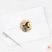 Naam Monogram D Halloween Sky Witch Spiders Ronde Sticker (Envelop)
