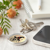 Naam Monogram D Halloween Sky Witch Spiders Sleutelhanger (Zijkant)