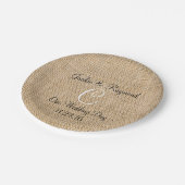 Naam monogram Datum Rustic Burlap Monogram Papieren Bordje (Gekanteld)