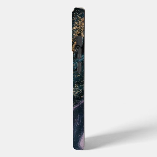 Naam Monogram Donker Zwart Glitter Case-Mate iPhone Case (Achterkant / Links)