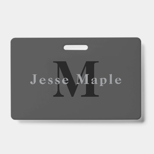 Naam & Monogram | Donkergrijs Badge (Voorzijde)