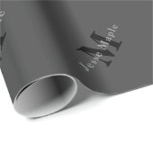 Naam & Monogram | Donkergrijs Cadeaupapier (Rol Hoek)