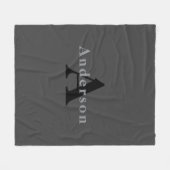 Naam & Monogram | Donkergrijs Fleece Deken (Voorkant (Horizontaal))