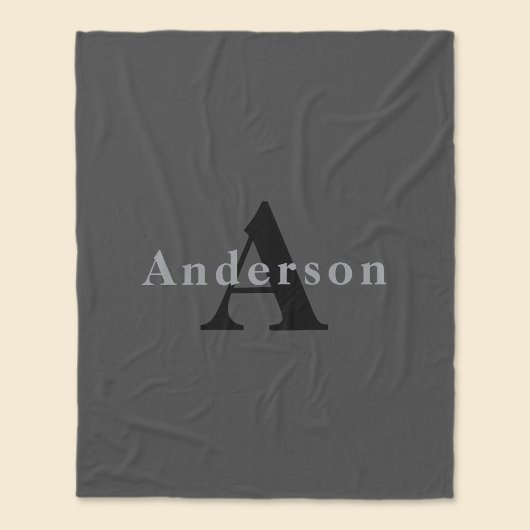 Naam & Monogram | Donkergrijs Fleece Deken
