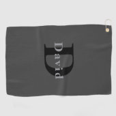 Naam & Monogram | Donkergrijs Golfhanddoek (Horizontaal)