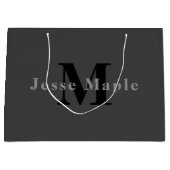 Naam & Monogram | Donkergrijs Groot Cadeauzakje (Voorkant)