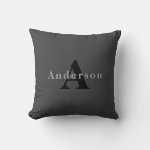 Naam & Monogram Donkergrijs Kussen