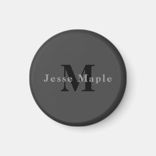 Naam & Monogram Donkergrijs Magneet