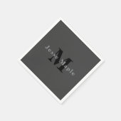 Naam & Monogram | Donkergrijs Servet (Hoek)