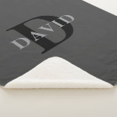 Naam & Monogram | Donkergrijs Sherpa Deken (3/4)