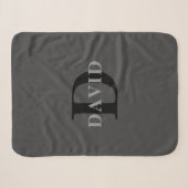 Naam & Monogram | Donkergrijs Sherpa Deken (Voorkant (horizontaal))