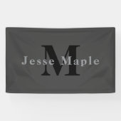Naam & Monogram | Donkergrijs Spandoek (Horizontaal)