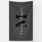 Naam & Monogram | Donkergrijs Spandoek (Verticaal)